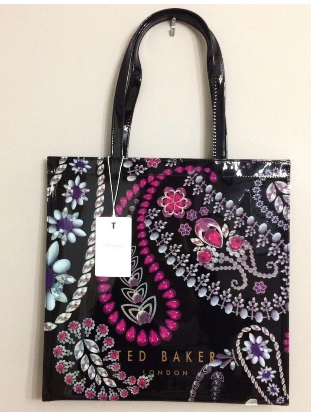Ted Baker Black Tote with Pink & Purple Jewel Floral Print